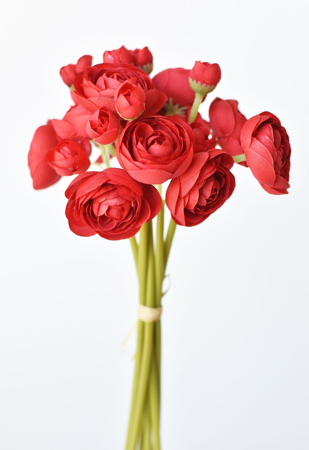 10.5" Faux Red Ranunculus Stem Bundle